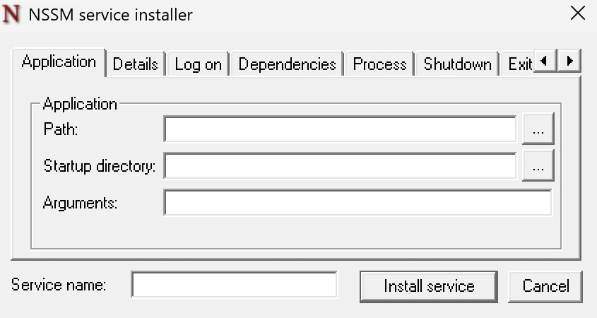 nssm install